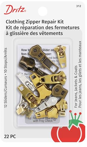 Dritz Clothing Zipper Repair Kit, 22 Count of Assorted Sliders & Stops