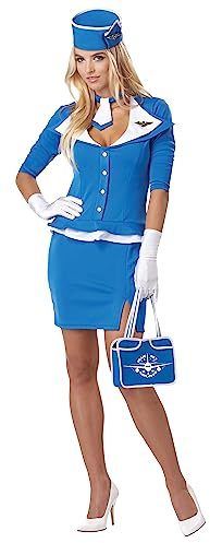 California Costumes Women's Retro Stewardess Adult, Blue, Small