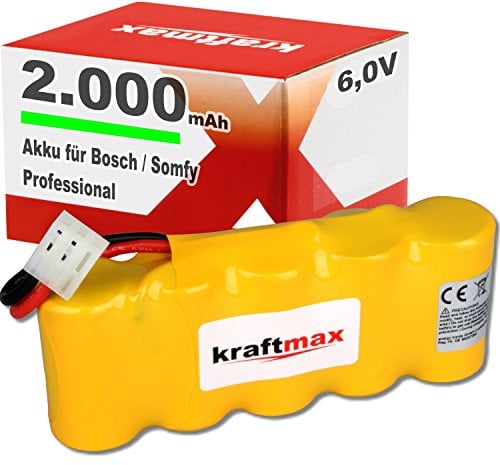 Kraftmax Akku für Bosch SOMFY K8 / K10 / K12 - mit 2000mAh Leistung - Neue NIMH Technik mit über 42% mehr Leistung gegenüber den Akku mit 1400 mAh !