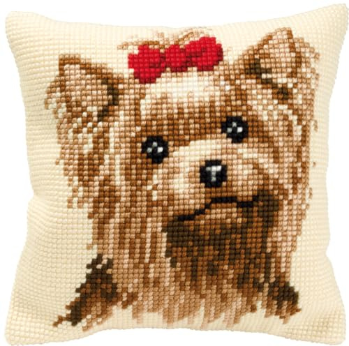 Vervaco Yorkshire Terrier Cross Stitch Cushion, Multi-Colour