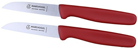Marsvogel - Duo Pack Gemüsemesser Set Rot - gerade Klinge - Griffe aus PP Kunststoff - Made in Solingen