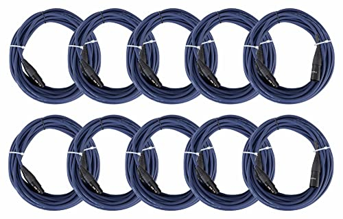 Pronomic Set de 10 Stage DMX3-10 Cable DMX 10 Metros (para cableado de efectos de luz, contactos dorados, color del revestimiento: azul, XLR macho a XLR hembra)