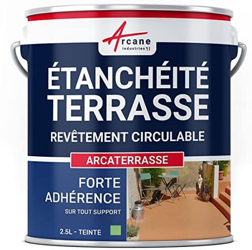 Peinture, résine étanchéité Terrasse - Imperméabilisation terrasse circulable, balcon, sols extérieurs, béton - 2.5 L Vert Provence - ARCANE INDUSTRIES