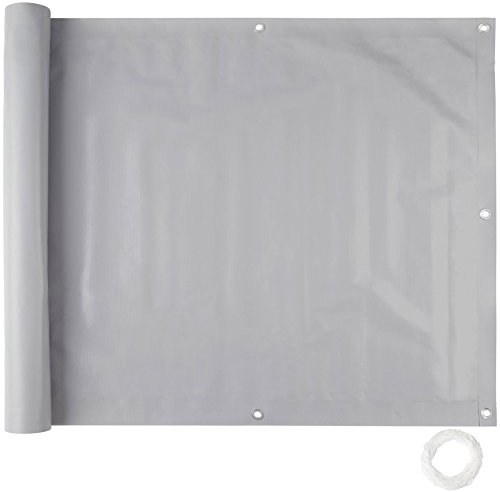 tectake Balkonbespannung Sichtschutz Windschutz Sichtblende | Witterungsbeständig Größen (Grau 0,75 x 6 m | No. 402701)