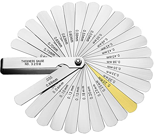 Spurtar Spessimetro a Lamelle Valvole di Precisione 32 Lame di Spessimetro in Gap Strumento di Misura Unità Metrico e Imperiale 0.04-0.88mm per chitarra, candela, misura del pistone