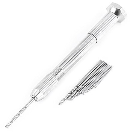 Pin Vise Copper Hand Drill Set, Hand Twist Drill for Resin with 10pcs Mini Twist Drill Bits for Metal Wood, Jewelry, Plastic and Model Making