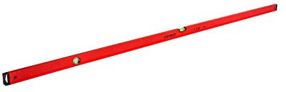 PRO600 Wasserwaage 200 cm mit Ergonomischen Profil - ERS+ (Easy Reading System) Präzise Wasserwaage mit Anti Shock Absorber Endkappen - Farbe Rot