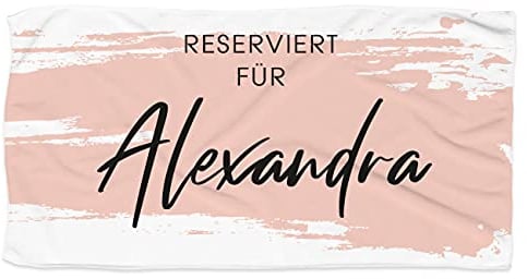 Herz & Heim® XL Badetuch Reserviert für mit Wunschnamen in 4 100 x 180 cm (B/H) Rosa