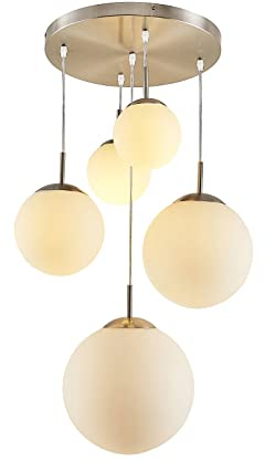 Lindby Pendelleuchte Heleska (Modern) in Alu aus Metall (5 flammig, E27) - Glas Hängelampe Esstischlampe Hängeleuchte Wohnzimmerleuchte