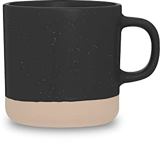 11 oz. Ceramic Stoneware, Two Tone Speckled Mug with Unglazed Base (Black)