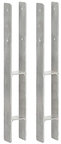 vidaXL 2X Pfostenträger Träger Pfostenanker H-Anker H-Träger Pfostenschuh Pfostenschuhe Feuerverzinkt Silbern 7x6x60cm Verzinkter Stahl