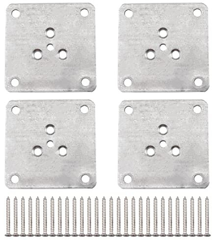 INCREWAY Lot de 4 plaques de montage robustes pour pieds de canapé en acier durable avec vis pour canapé, chaise