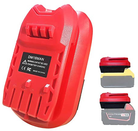 Laimiao Battery Adapter for Craftsman 20V Cordless Tools,DM18MAN Adaptor for DeWalt 20V and for Milwaukee 18V Li-on Battery Convert to for Craftsman New 20V Power Tool,Battery Replacement,Red