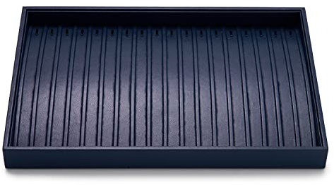 Oirlv Pelle Blu Di Alta Qualità,Vassoio Portagioie Impilabile,Organizer Per Collane, Vetrina,Catena Lunga,Espositore Per Collane