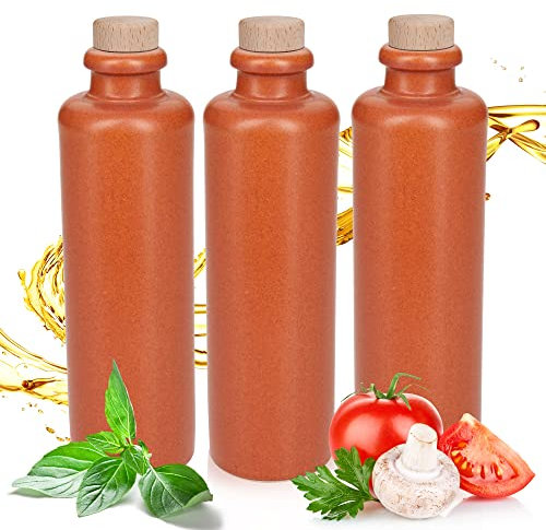 Essig & Öl Flasche mit Ausgießer für Feinschmecker, Geschenk Set, Handgefertigt und Einzigartig im Design Made in Germany, Authentisch chic und zeitlos 3x 200ml. (3x Mini 0,2l braun- matt)