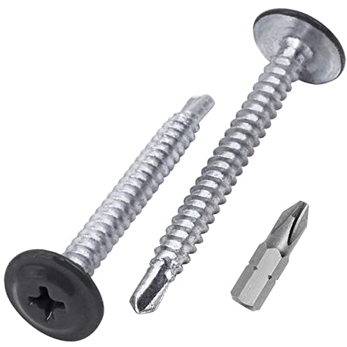 SKIR'CO (300 Stück) Lackierte selbstbohrende Schrauben 4,2 x 40 mm, Blechschraube, PH modifizierter Flachrundkopf (Graphitgrau RAL 7024)
