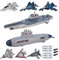 VBACALA Jouets Militaires Navals ，Ensemble de Jouets Porte Avions pour Enfants, Avions de Combat cuirassés avec Fonction de Repli, Jouets Militaires U Boat