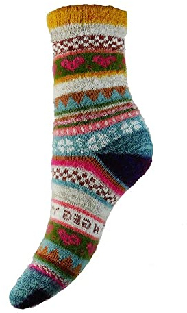 JOYA Luxurious Scandi Patterned Wool Blend Socks UK 4-7 EU 36-40 -