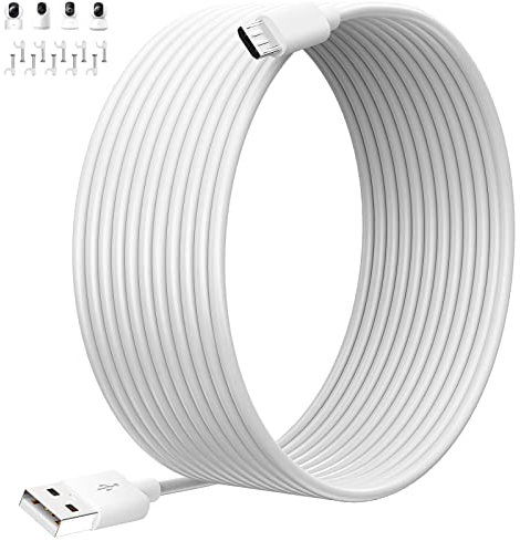 ACAGET 8M Cable de Carga de Enchufe USB a Micro USB para Cámara XIAOMI 2K/Pro,Cables de Extensión de Alimentación para Cámara de Seguridad para Cámara XIAOMI/YI/Cloud,Wyze/Nest/Arlo Q/Furbo Dog Cam