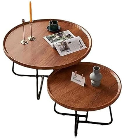 Petit Salon Table Basse Simple Maison Ronde Petite Table Basse Hôtel canapé créatif Petit Espace Table d'appoint, Cadre en métal Bureau à Domicile Chambre à Coucher extérieur