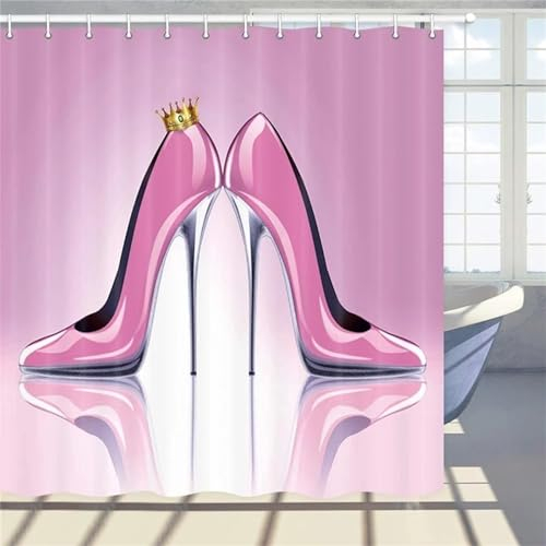 Guofuos Duschvorhang Rosa hoher Anteil 90x120cm Duschvorhäng Anti Schimmel,Wasserabweisend Stoff Duschrollo Waschbar,3D Draussen Bad Vorhang Schnell Trocknend,Badewanne Badezimmer Decor Vorhänge