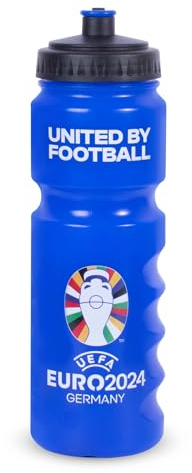 Hy-Pro Euro 2024 Bouteille en plastique de 750 ml, sous licence officielle, 0,75 l, réutilisable, buse rétractable, légère, bouteille de sport, sans BPA