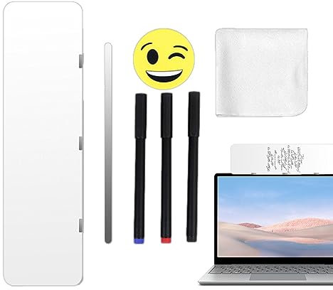 Quzente Monitor Side Memo Board | Dry Magnetic Whiteboard Writable on Both Sides | Sticky Note Holder, and Sponge Included Computer Monitor Accessories for Desk, Workplace