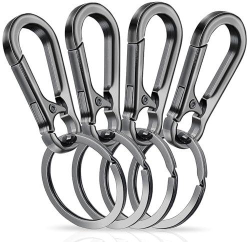 GEEHUA 4Pcs Porte Clés En Métal Robuste, Mousqueton En Alliage De Zinc Avec Dégagement Rapide En Acier Inoxydable Pour Homme Et Femme