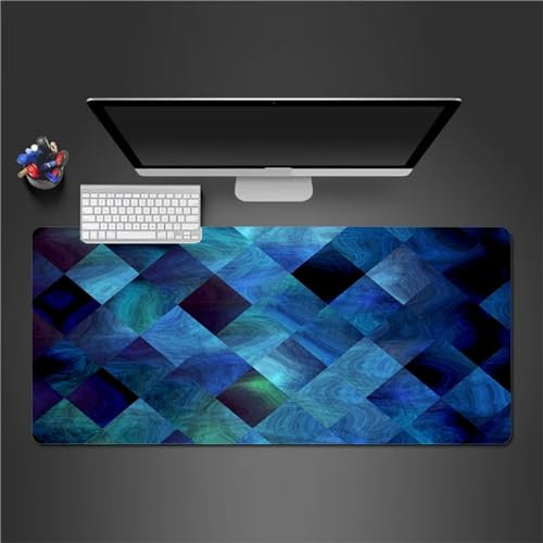 QiHon Gaming Mauspad XXL Mousepad 600x400x3mm Blaue Zusammenfassung Groß Mauspad Vernähte Kanten & Anti-Rutsch & Haltbarkeit für PC Laptop Verbessert Präzision und Geschwindigkei