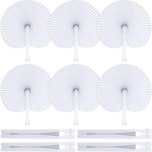 Icelus 12 Stück Papierfächer Handfächer Fächer Hochzeit Hochzeitsfächer Taschenfächer Faltfächer Faltbar Gastgeschenk Für Sommer Gelegenheiten, Party, Hochzeiten im Freien, DIY, Wand Dekoration