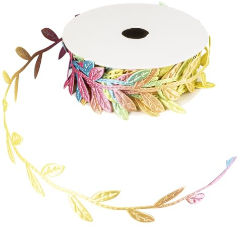 Ideen mit Herz Stoff-Band | Blätter mit Farbverlauf | DIY | Geschenk-Band | Deko-Band | 5 m lang | 2,5 cm breit