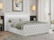 MKS MEBLE Boxspringbett 200x200 mit Led Weiß Kunstleder, Bett Polsterbett 200x200 mit LED Kopfteil, Multipocket Matratze H3, Doppelbett mit Bettkasten Stauraumbett - Gold-9 - Weiß Kunstleder