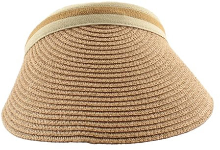 Carnavalife Visera Pamela Verano Mujer vacio ala Ancha Grande protección Solar UV UPF50+ (FR/ES, Letras, Talla única, Marrón*1)