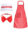 Kochschürze Set, Verstellbare Küchenschürze Damen Schürze mit 2Taschen Rot und Weiß Gestreift Grillschürze Gartenschürze mit Kochmütze und Fliege Schürzen Gastronomie für Kochen, Backen, Hausarbeiten
