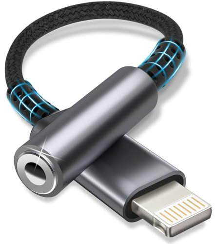 Esiposs Lightning auf 3,5 mm Kopfhöreranschluss MFi Zertifizierung Lightning auf Klinke HiFi Kopfhörer Adapter Audio Adapter Dongle Kompatibel mit i Phone 14/13/12/11/X/8/7/Pad/i-OS, Grau