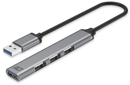 ACT USB Hub 3.0, 4 Ports, Aluminum, 18cm - AC6325 | 1x USB 3.2 Gen 1 - 5Gbps und 3x USB 2.0 - 480Mbps