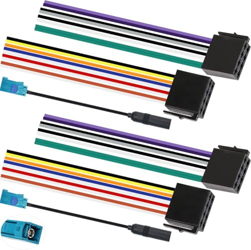 DAOKAI Adapter Universe Auto Radio Adapter,DIN ISO Kabel Stecker,2 x 8 Pin Autoradio Adapter Auto Stecker offene Enden Lautsprecher Strom Lautsprecher-2 Satz