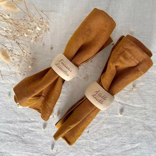 4 Stück Personalisierte Holzserviettenring Mit Namen, Hölzerne Serviettenringhalter, Gravierte Serviettenhalter, Rustikale Hochzeitsgeschenke, Esstischdekoration, Tischdekoration