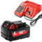 Batterie de rechange 18 V 6000 mAh pour Milwaukee + chargeur 4 A compatible avec Milwaukee M18 M18B 48-11-1840 48-11-1828 48-11-1820 48-11-1815 48-11-1850