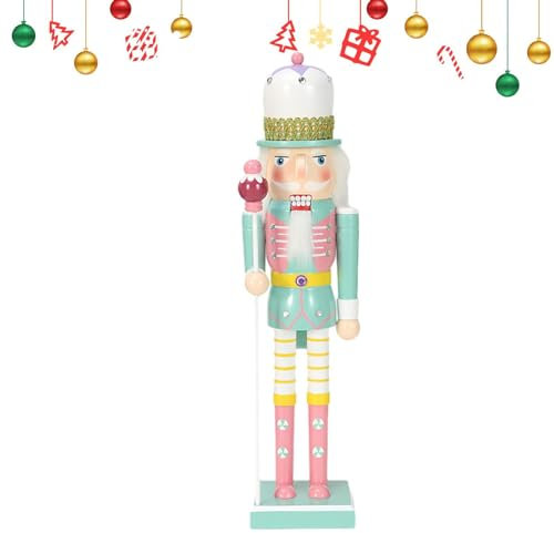 Candy Soldier Schiaccianoci - Decorazioni natalizie in legno per burattini schiaccianoci natalizi da 25 cm, bambola dolce soldato dipinta a mano, ornamento festivo per decorazioni natalizie, regali