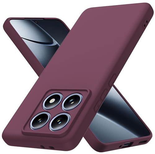 Byvuwiay Hülle kompatibel mit Xiaomi 14T Pro Hülle, weiche TPU Flüssigsilikonhülle, Handyhülle Stoßfest Kratzfest Schutzhülle Xiaomi 14T Pro Case, Weinrot