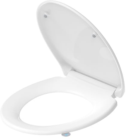 WC Sitz mit Absenkautomatik O-Form, YEAUPE PRO Toilettendeckel mit Puller Lid, Toilettensitz mit Quick-Release Funktion für einfach Reinigung, Weiß