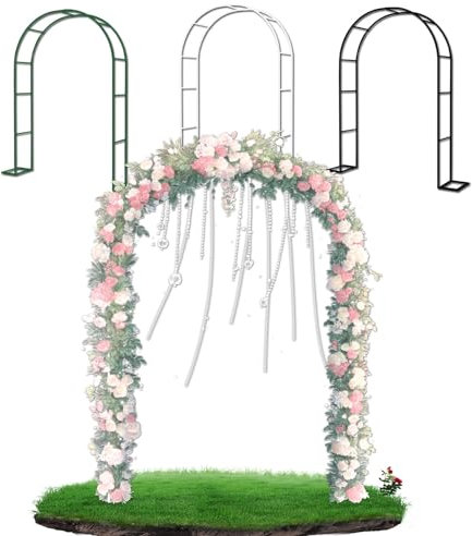 Pergolato in metallo per matrimonio, pergolato per giardinaggio, lunghezza e altezza regolabili, perfetto per piante rampicanti, bianco (grande)