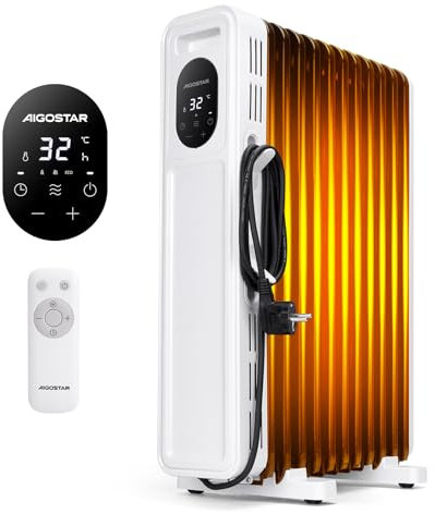 Radiateur à bain d'huile 11 éléments. 2300W Radiateurs électriques, Télécommande, 3 Modes et Thermostat Réglable, Minuterie 24h, Protection de sécurité, Silencieux