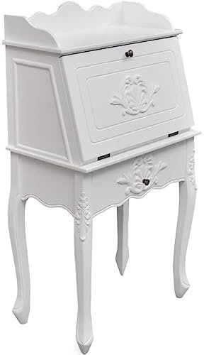 LVHUIDEH Hochzeitsschrank aus Holz, Französischer Sekretär Arbeitsoberfläche mit geschwungenen Beinen, Arbeitstisch für Hotel Restaurant Rezeption, 60 x 36,4 x 111 cm