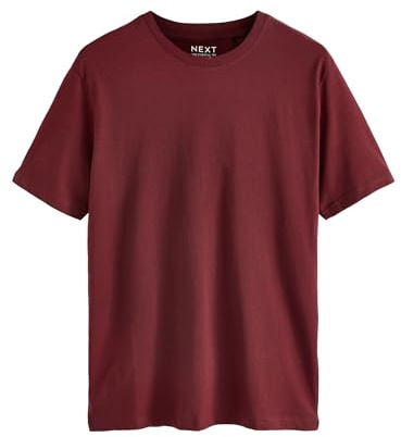 NEXT Herren Reguläre Passform Regular Fit T-Shirt mit Rundhalsausschnitt Rot Burgund L