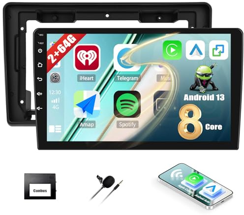 CAMECHO 2G+64G 8 Core Android 13 Autoradio für FIAT Ducato 3/Peugeot Boxer 2/Citroen Jumper 2 mit Navi Carplay Android Auto,9'' Bildschirm Doppel Din Radio mit Bluetooth5.0 FM/RDS SWC +Rückfahrkamera