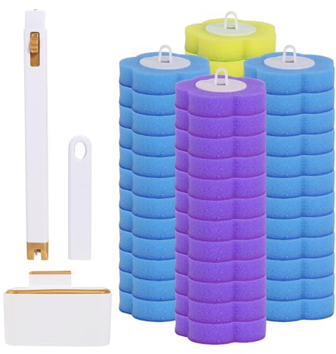 Disposable Toilet Brush Set with 48 Pcs Toilet Wand Replacement Heads Disposable Toilet Cleaning System with Holder Disposable Toilet Bowl Brush Toilet Wand Kit for Bathroom Cleaning