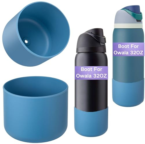 Onlymory Silicone Boot for Owala 32 OZ Water Bottle, Boots for Owala 32OZ Bottle, Protective Sleeve Accessories, Anti-Slip Bottom Protector Bumper (Light Denim Blue, 32 OZ)