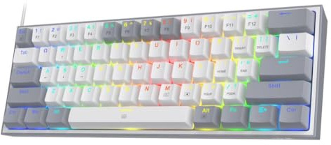 GRwzuPUEG 61 Key Hot Swap Mechanical Keyboard With RGB Compatible With K617 Fizz 60% Wired Gaming Keyboard Red Switch(grey)